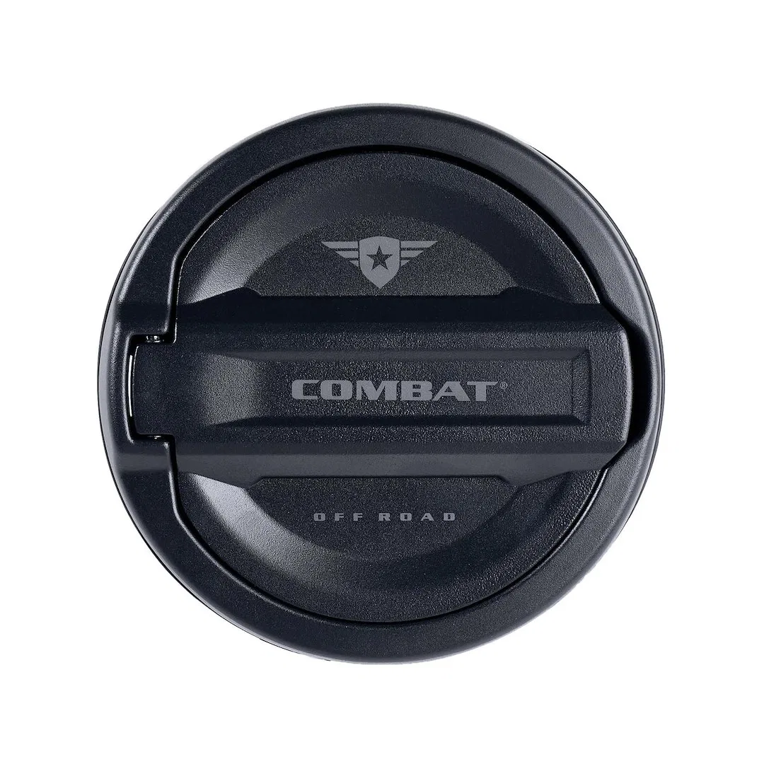 25-1070 – COMBAT OFFRD Fuel Door, Riveted Ring Powder Coated Black Aluminum/ Plastic Non-Locking